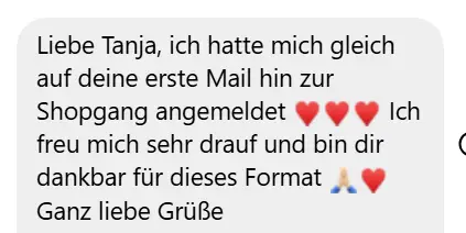 Screenshot mit sehr schönen Feedback zur ShopGang